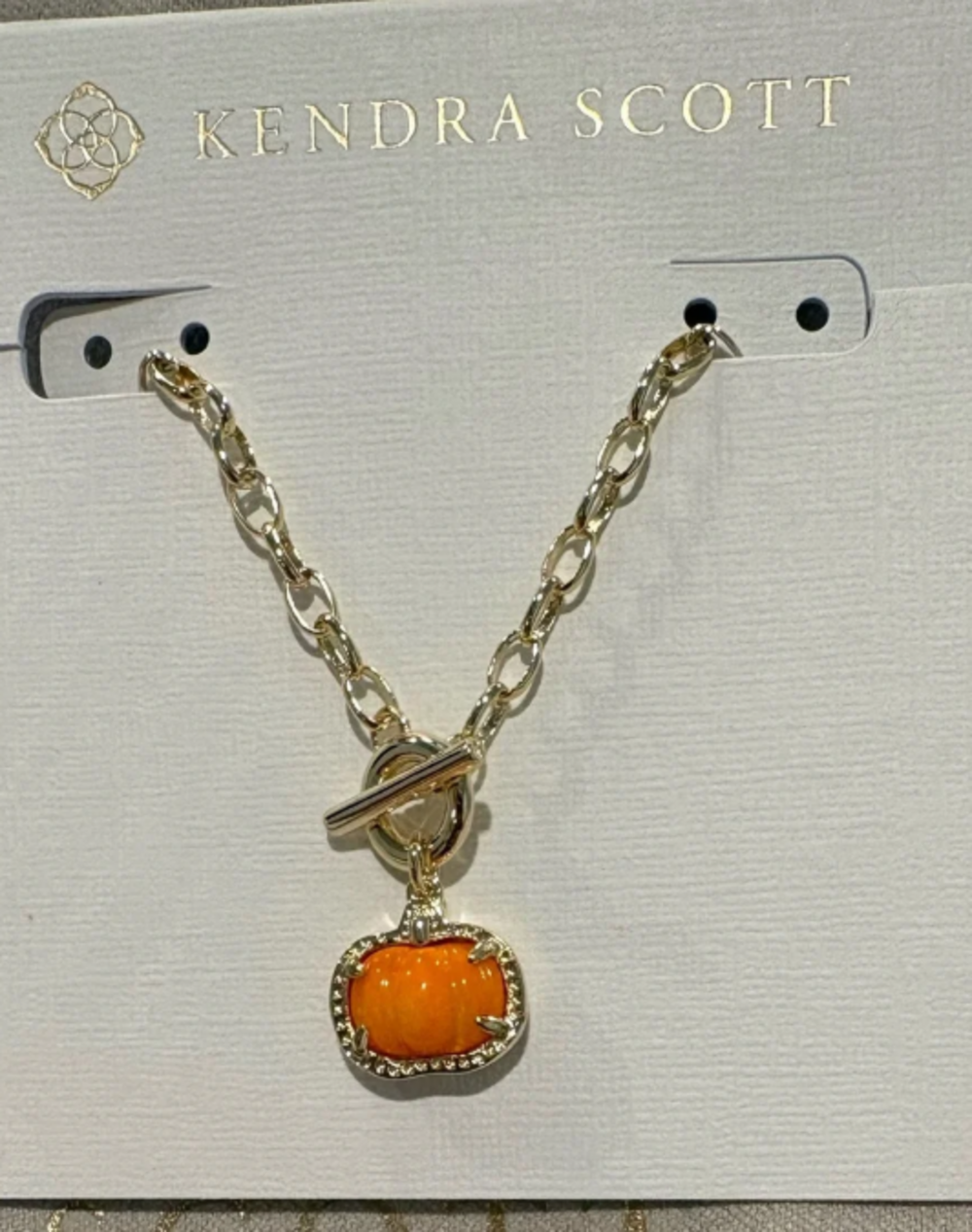 Kendra Scott Orange Pumpkin Toggle Choker Necklace